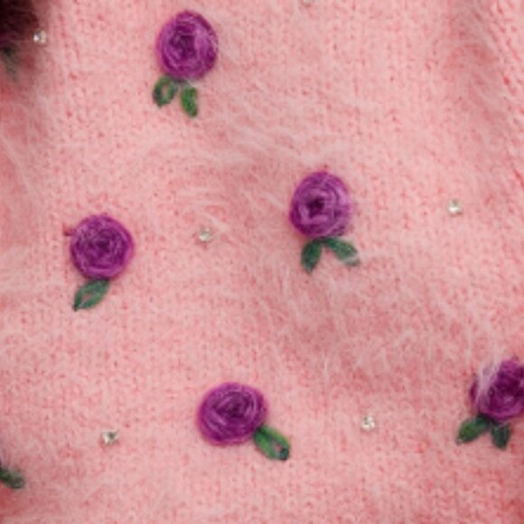 new FREE PEOPLE Winter Blooms Pullover / Pink Quartz Combo 252 - Picture 6 of 11